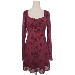 Fashion Nova Mesh Velvet Burnout Babydoll Whimsigoth Dress Size S Romantic Vamp